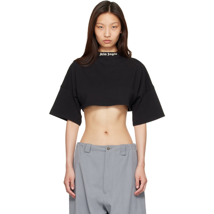 Photo: Palm Angels Black Back Curved Logo Mini T-shirt