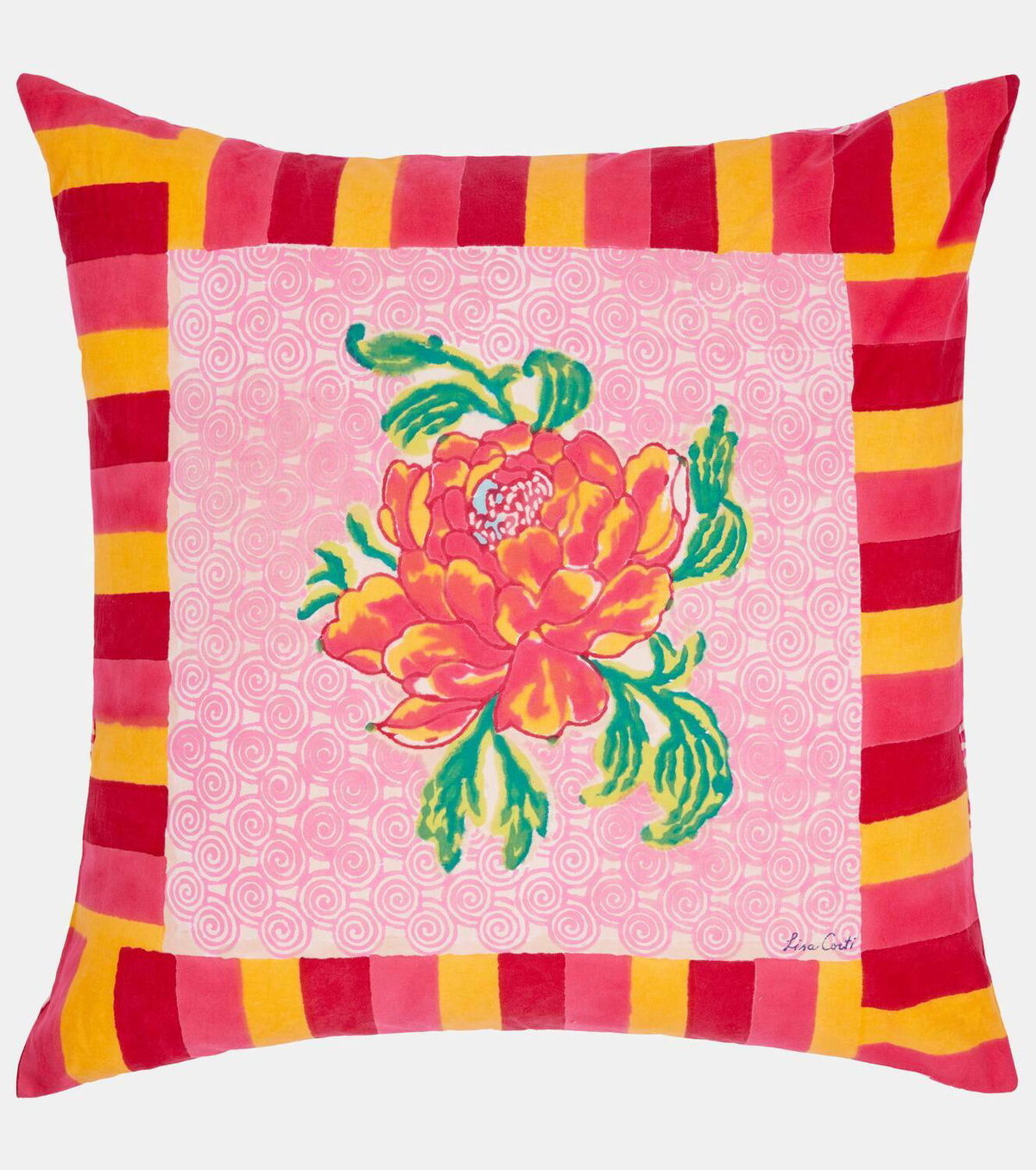Lisa Corti Camelia Magenta Medium cotton cushion