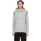 Burberry Grey Vintage Check Panel Zip-Up Hoodie