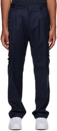 Hugo Navy Creased Cargo Pants