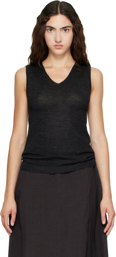 Photo: Lauren Manoogian Black Fine High V Shell Top