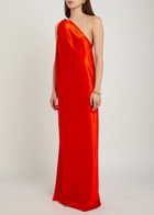 Delos Nova Draped Silk Maxi Dress Red
