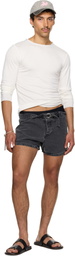 AARON ESH SSENSE Exclusive White Satin Trim Long Sleeve T-shirt