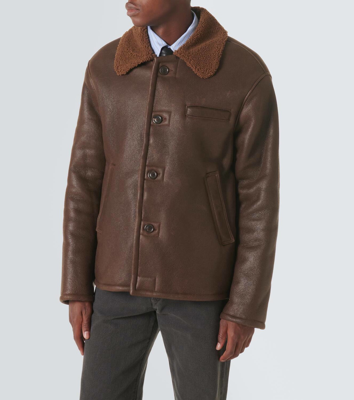 Our Legacy Alaska shearling-trimmed leather jacket Our Legacy