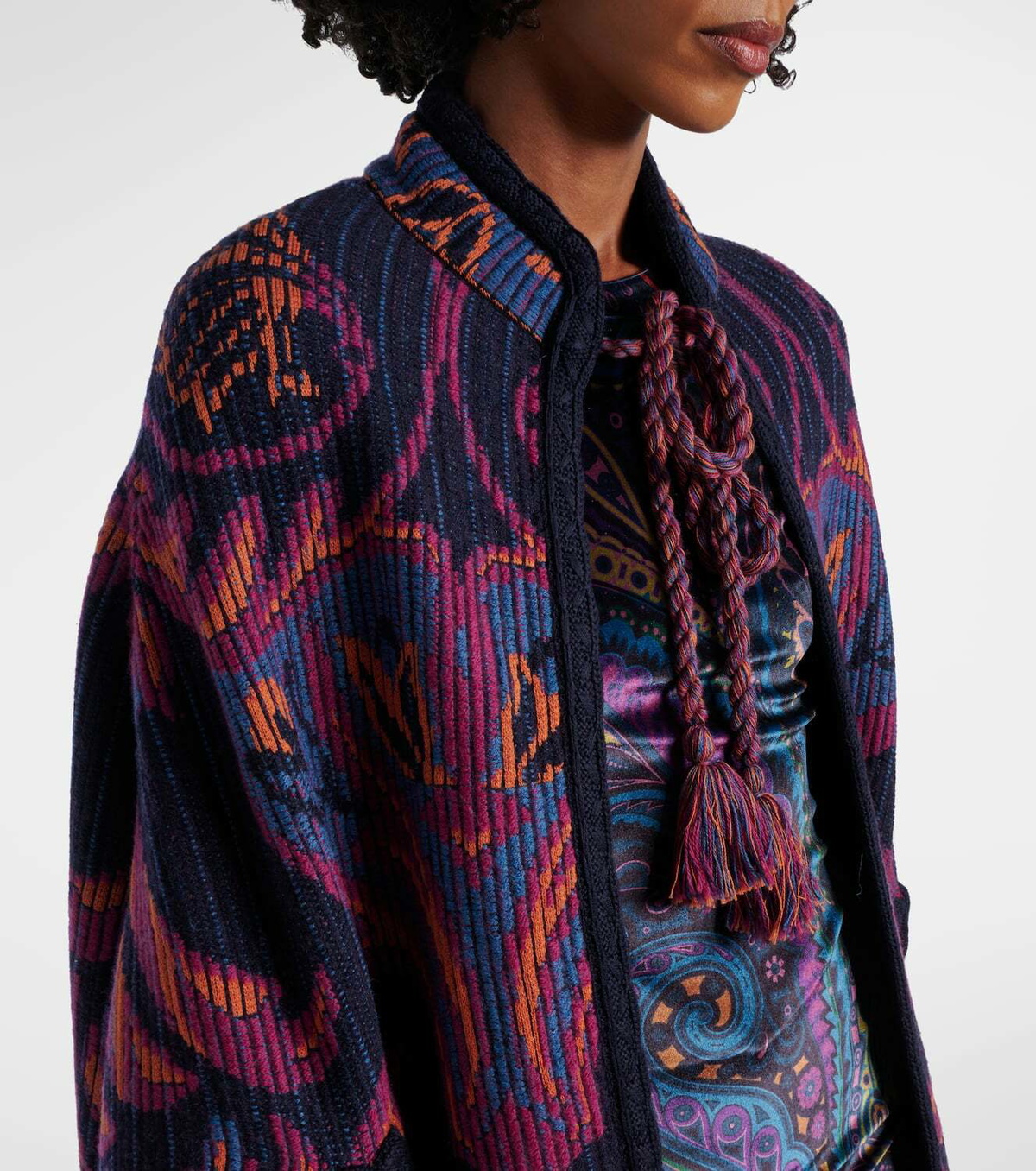Etro Jacquard wool and cotton-blend cape