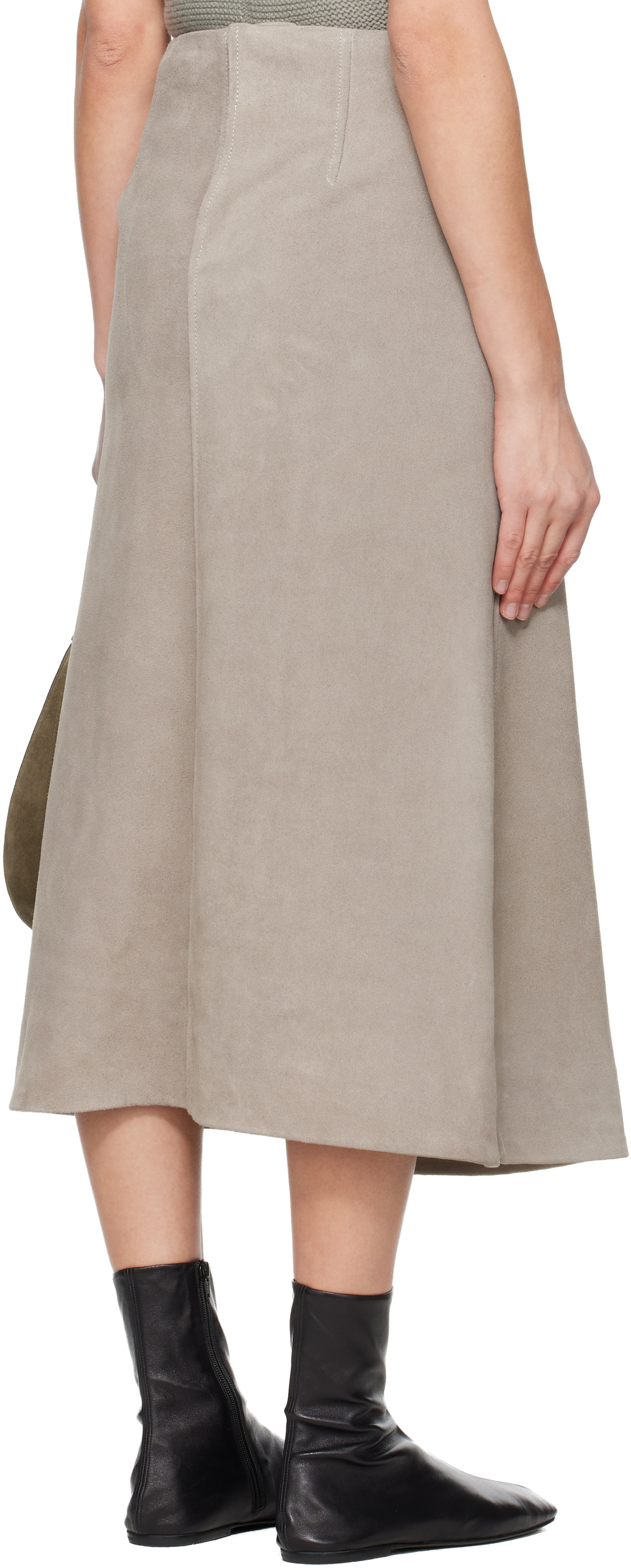 Rier Gray Crust Suede Midi Skirt