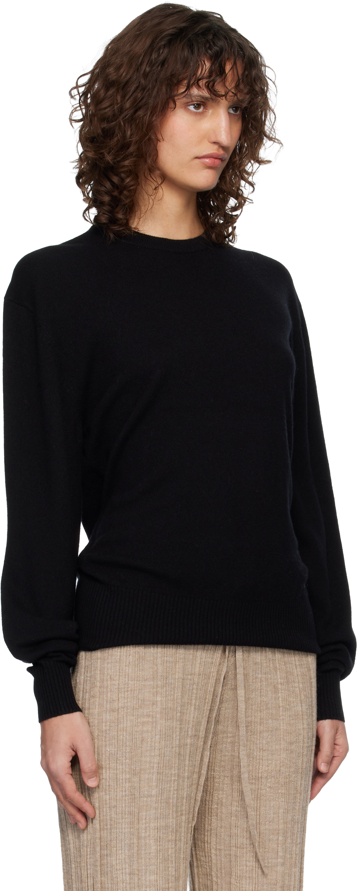 TOTEME Black Classic Cashmere Crew Knit Sweater