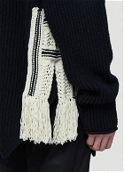 Contrast Panel Chunky-Knit Sweater in Black