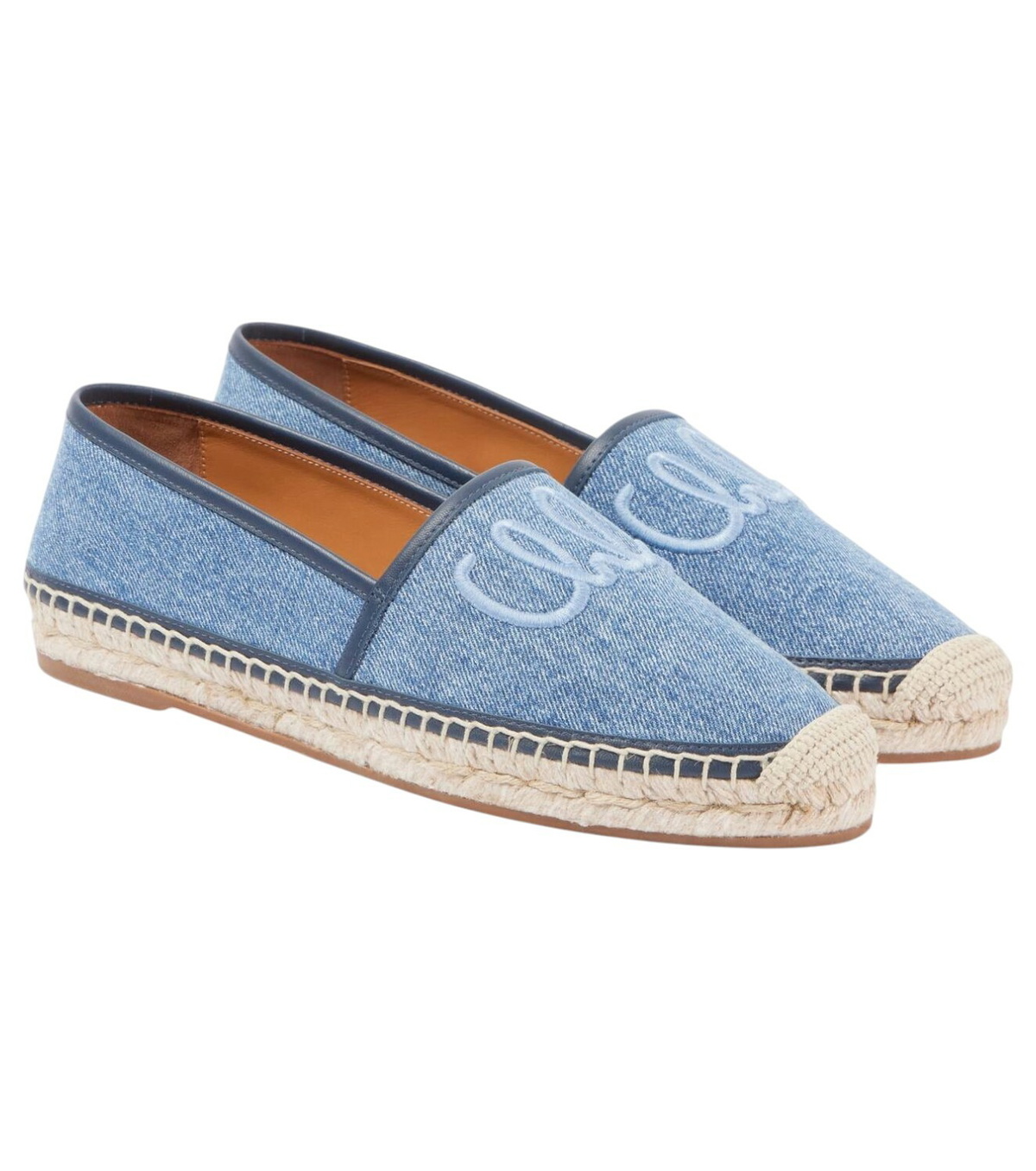 Chloé Isla embroidered denim espadrilles Chloe