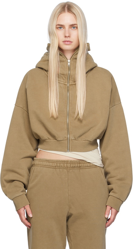 Photo: Entire Studios Beige Cropped Full Zip Hoodie