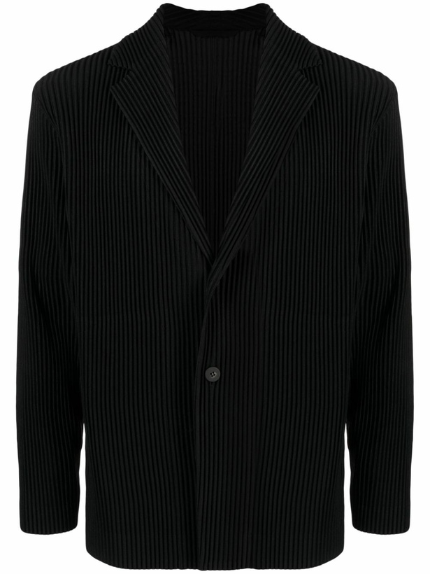 Photo: Homme Plissé Issey Miyake Black Plissé Single-Breasted Blazer