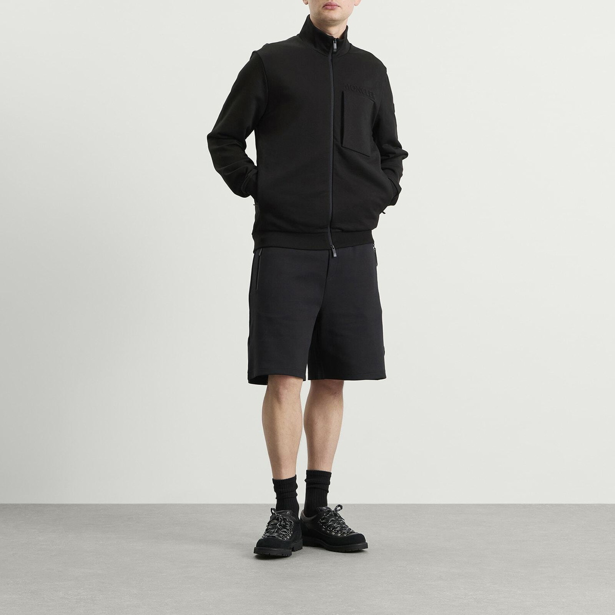 Moncler Men's Fleece Zip Up Jacket in Black