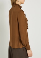 Nili Lotan Lily Ruffled Silk Blouse Caramel