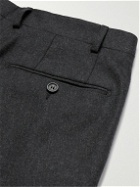 Mr P. - Tapered Pleated Wool-Blend Flannel Trousers - Gray