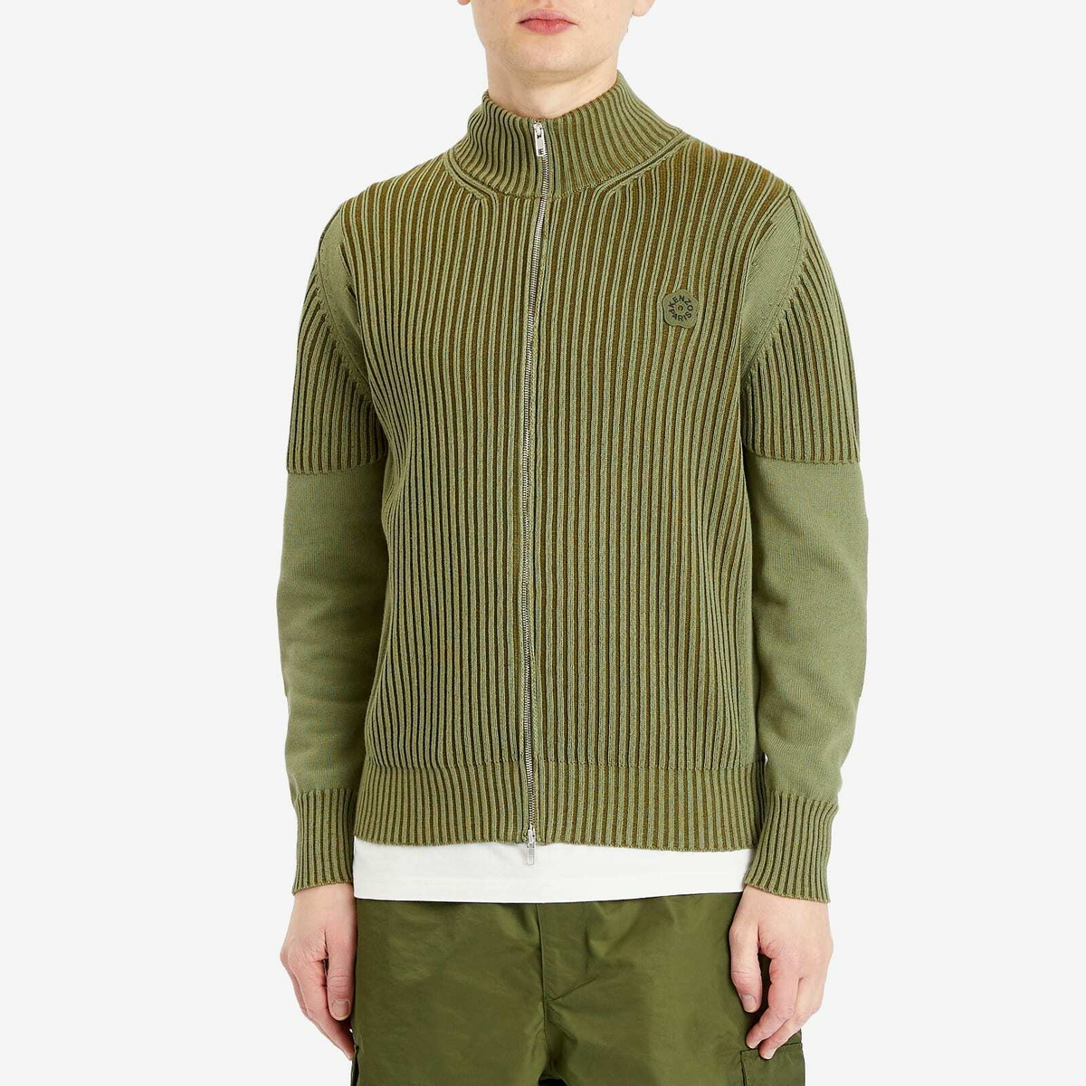 Kenzo Men's Gots Boke Flower 2.0 Full Zip Cardigan in Khaki