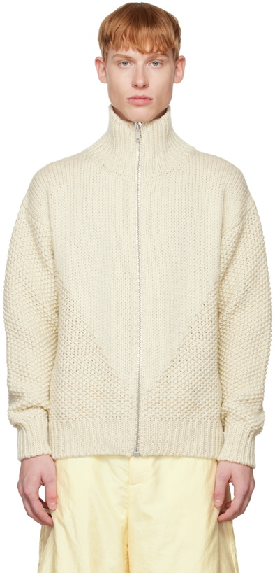 Photo: Jil Sander Off-White Zip-Up Sweater