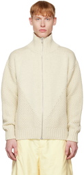 Jil Sander Off-White Zip-Up Sweater