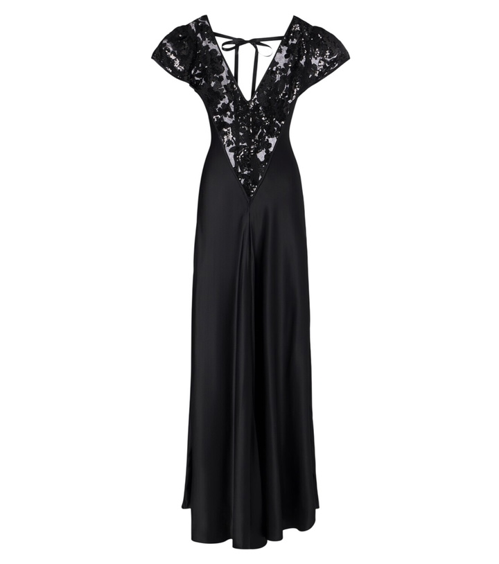 Photo: Rodarte Lace-trimmed sequined silk satin gown