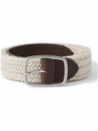Loro Piana - 3cm Leather-Trimmed Woven Cotton Belt - Neutrals