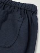 Boglioli - Tapered Herringbone Stretch Linen and Cotton-Blend Trousers - Blue