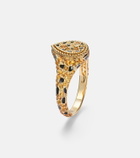 Yvonne Léon Poire Mini 9kt gold and enamel pinky ring with citrines and diamonds