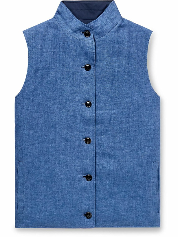 Photo: Peter Millar - Journeyman Reversible Linen and Shell Vest - Blue