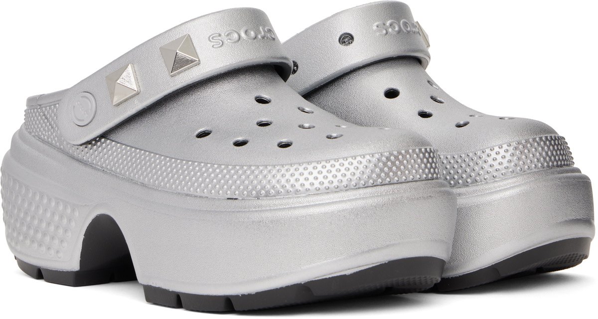 Crocs Silver Stomp Metallic Slip-on Loafers Crocs