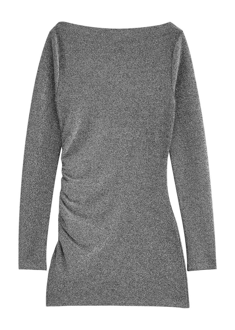 Day Birger ET Mikkelsen Kimmie Ruched Metallic Lamé Mini Dress Black