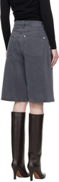 mfpen Gray Flower Rivet Denim Shorts
