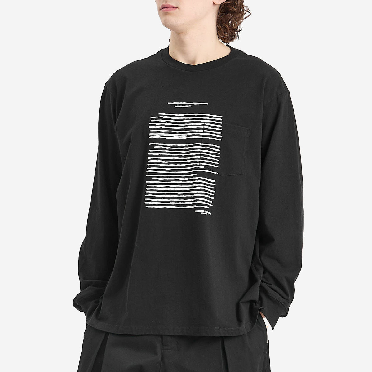 Engineered Garments Men's Printed Cross Long Sleeve T-Shirt in Black