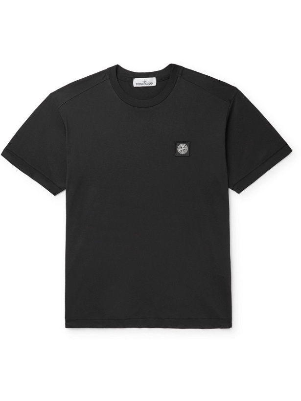 Photo: Stone Island - Logo-Appliquéd Cotton-Jersey T-Shirt - Black