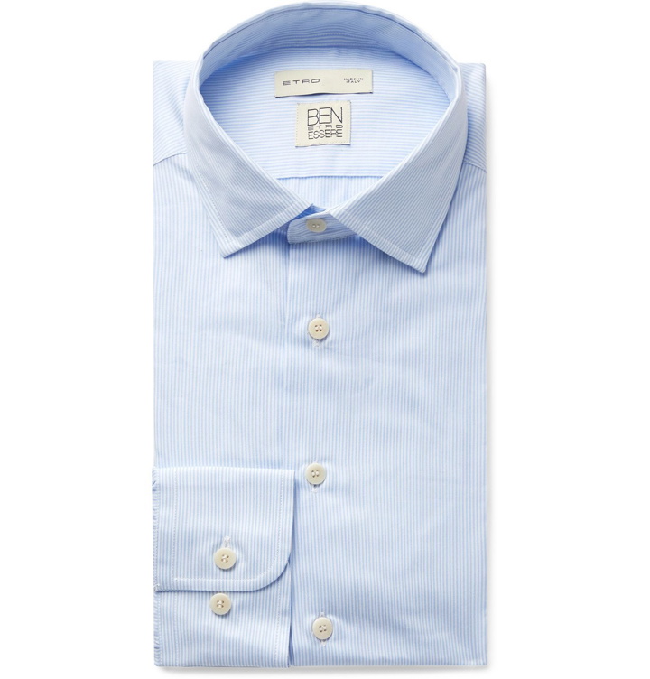 Photo: Etro - Striped Cotton and Lyocell-Blend Shirt - Blue