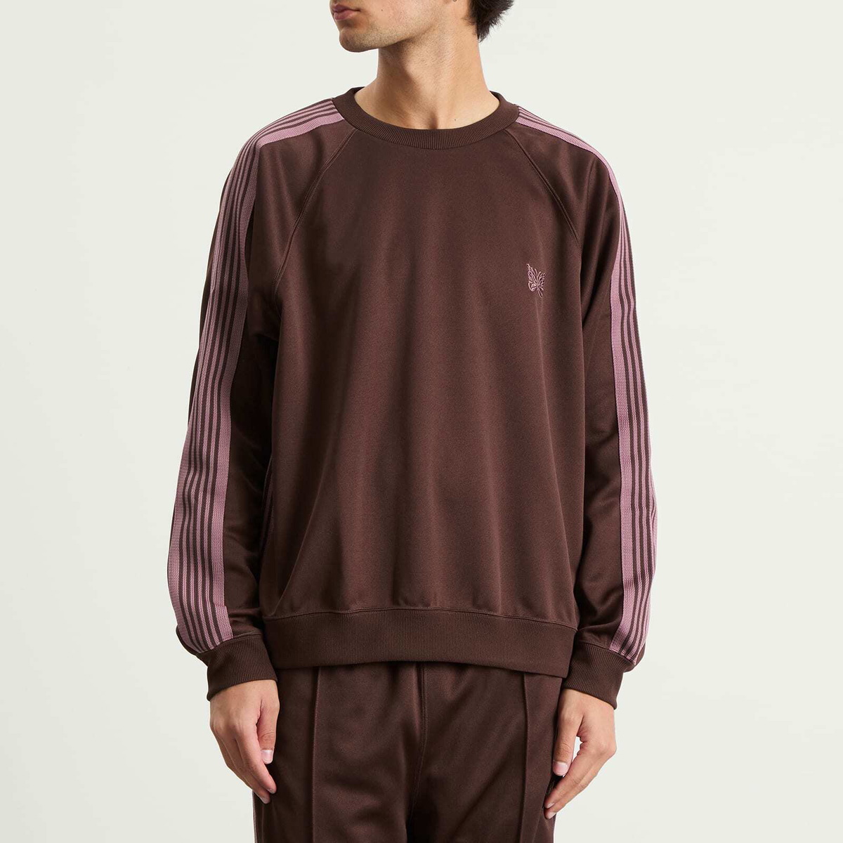 Needles Men's Poly Smooth Crew Neck Sweatshirt in Brown
