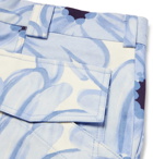 Jacquemus - Wide-Leg Printed Pleated Cotton Shorts - Blue