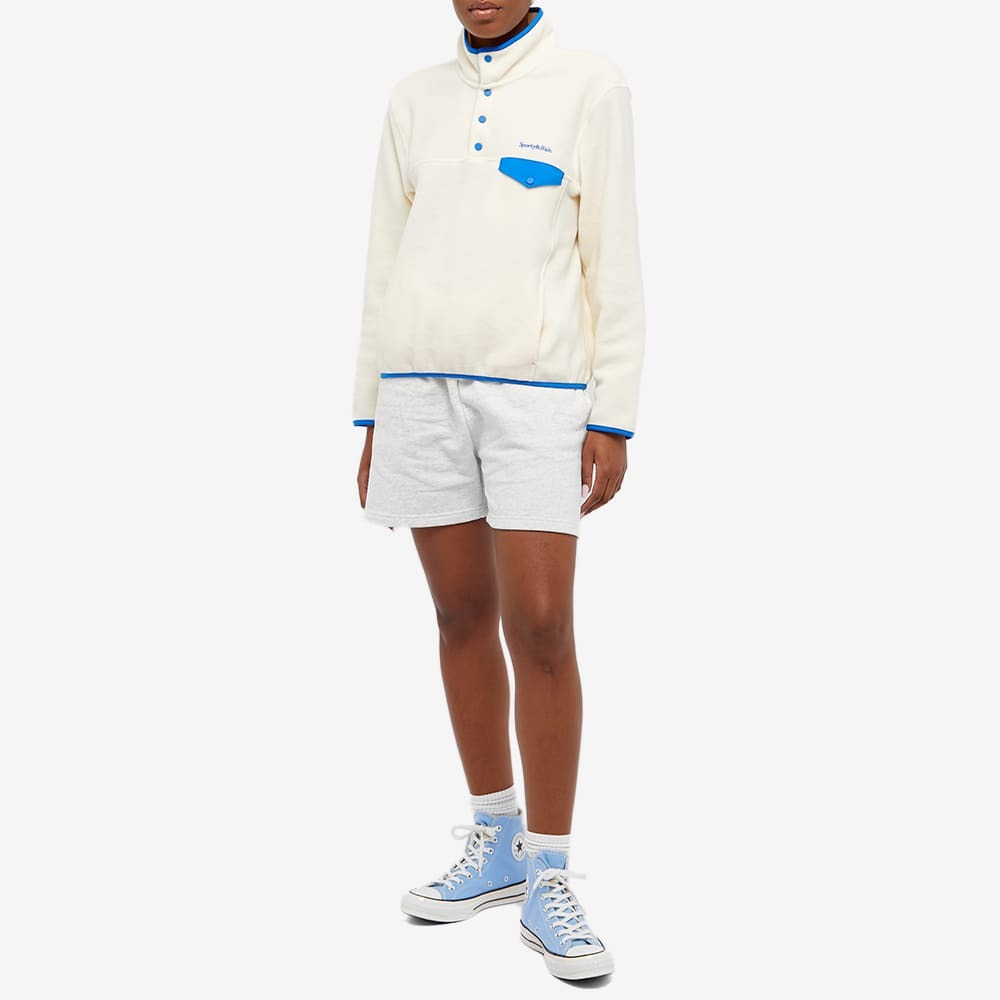 Sporty & Rich Serif Logo Buttoned Polar Sweatshirt in Azure/Light Navy