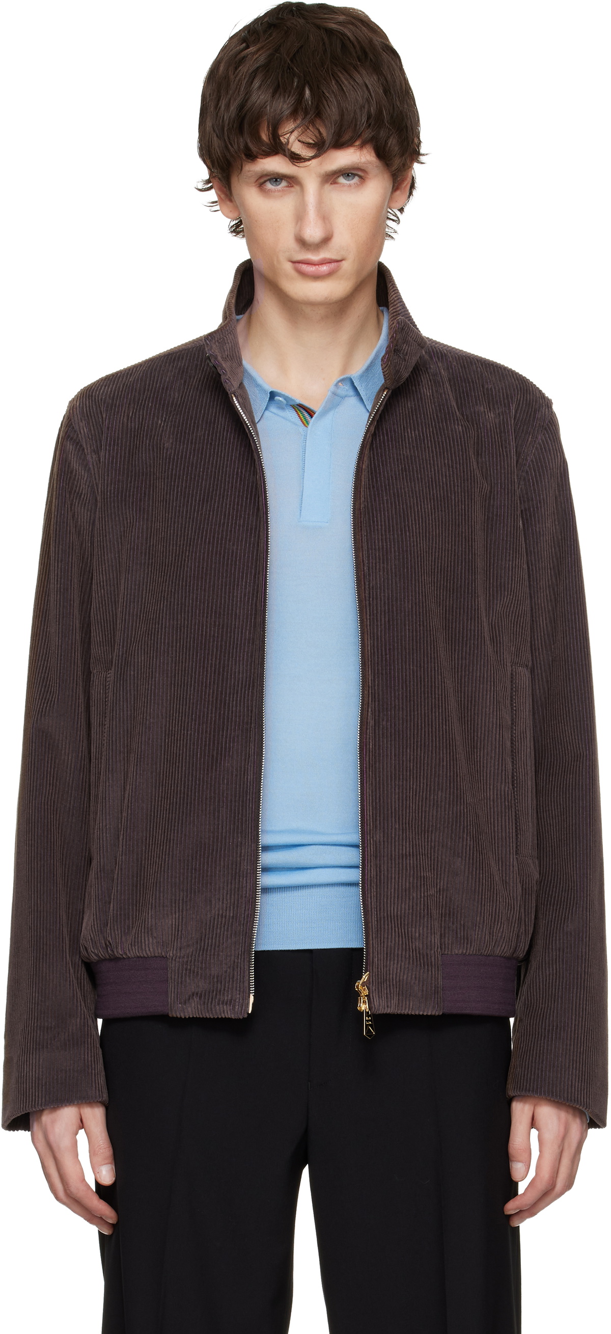 Paul Smith Brown Two-Tone Cotton Cord Bomber Jacket