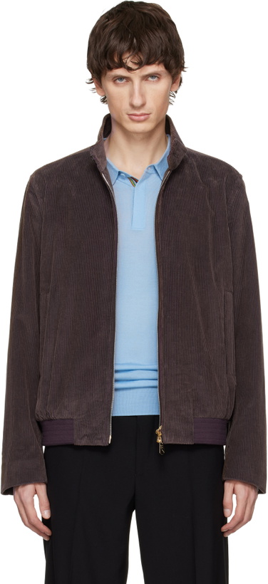 Photo: Paul Smith Brown Two-Tone Cotton Cord Bomber Jacket
