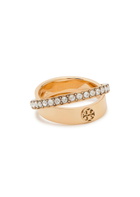 Tory Burch Icon Double Pavé 18kt Gold-plated Ring