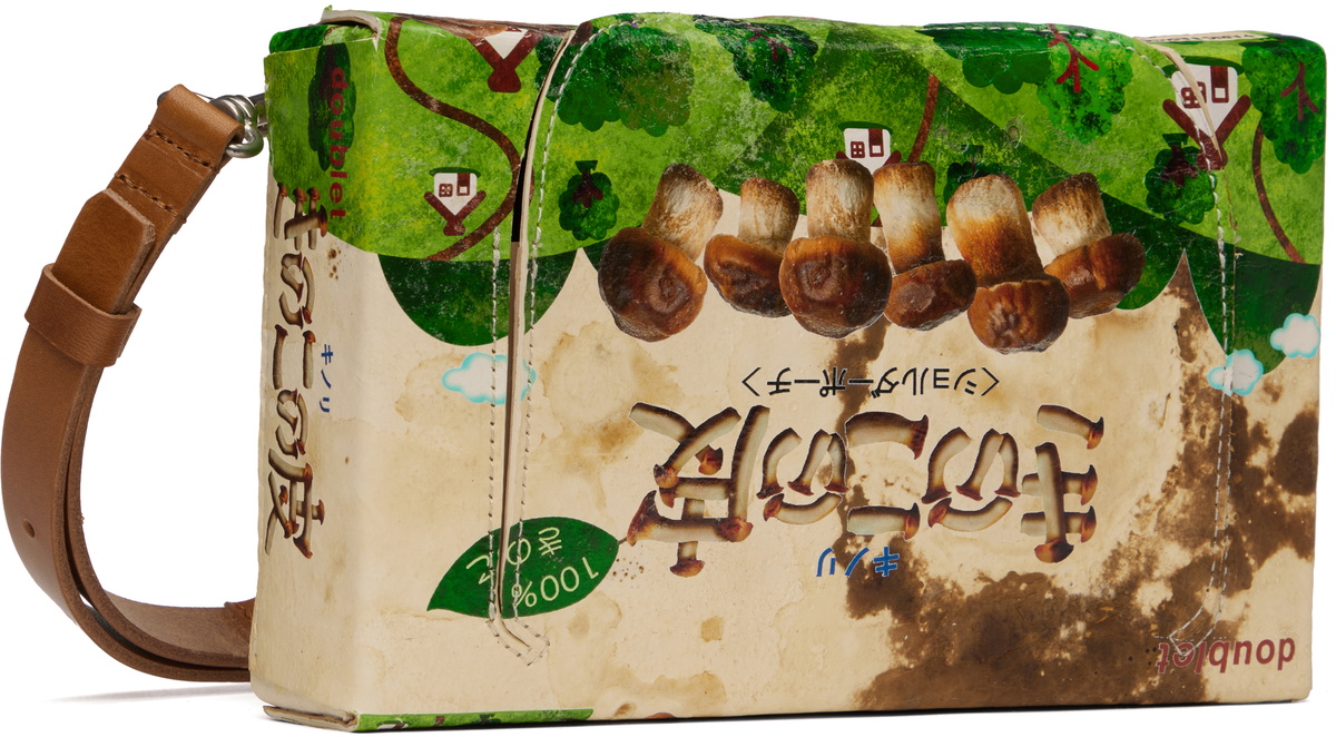 doublet Beige & Green Natural Mushroom Messenger Bag