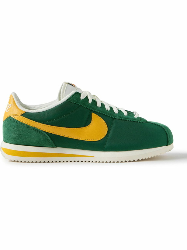Photo: Nike - Cortez Leather and Suede-Trimmed Canvas Sneakers - Green