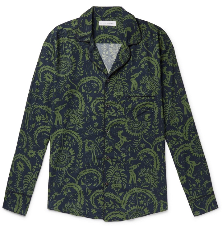 Photo: Desmond & Dempsey - Camp-Collar Printed Cotton Pyjama Shirt - Green
