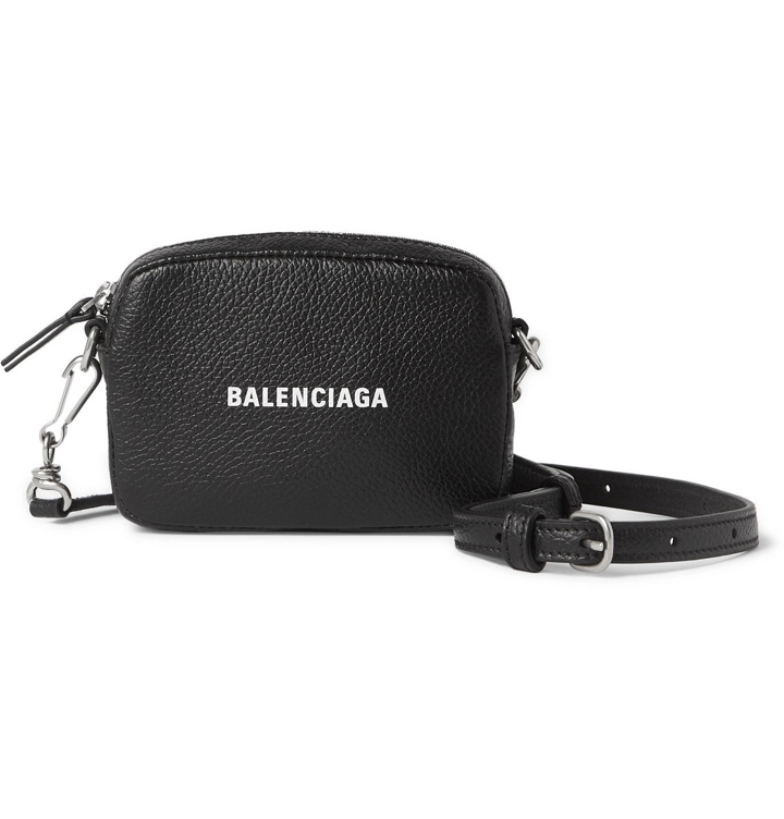 Photo: BALENCIAGA - Logo-Print Full-Grain Leather Pouch - Black