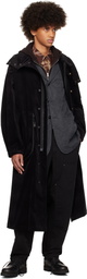 YOHJI YAMAMOTO Black M-Velvet Hooded Coat