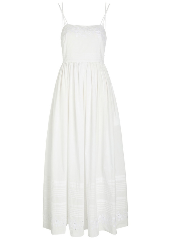 Photo: Bode Chamomile Pintucked Cotton Midi Dress White