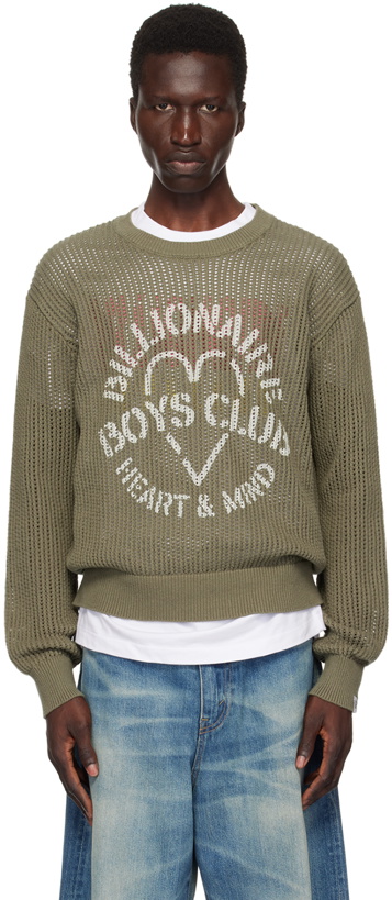 Photo: Billionaire Boys Club Khaki Heart & Mind Stencil Logo Sweater