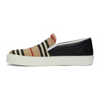 Burberry Beige and Black Icon Stripe Thompson Sneakers