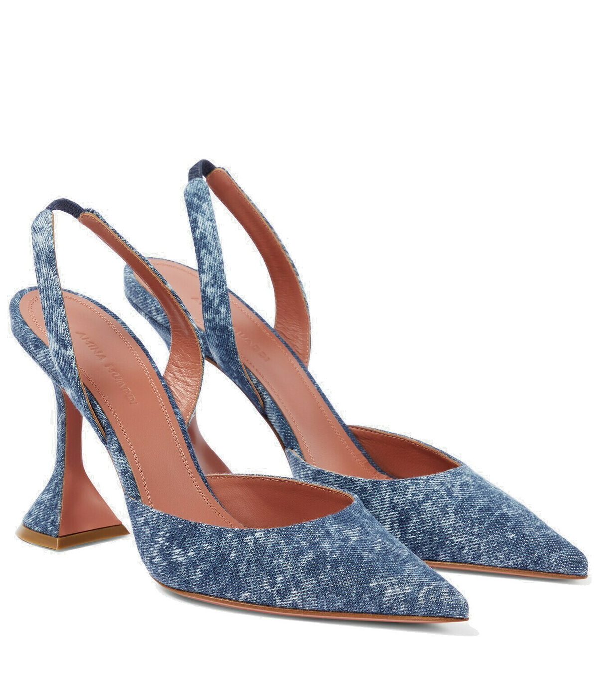 Amina Muaddi Holli denim slingback pumps Amina Muaddi