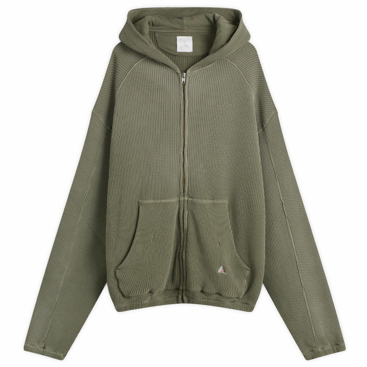 Photo: ROA Men's Bee Sun Faded Waffle Zip Up Hoodie in Olive