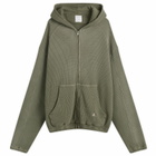 ROA Men's Bee Sun Faded Waffle Zip Up Hoodie in Olive