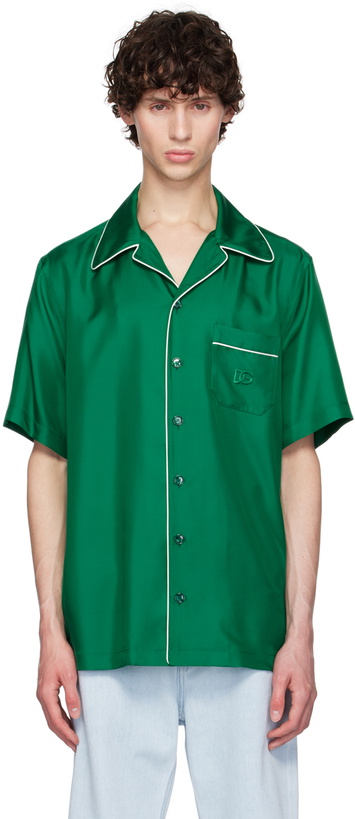 Photo: Dolce&Gabbana Green DG Embroidery Shirt